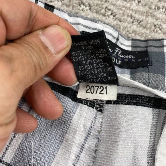 ALAN FLUSSER Chino Golf Shorts Men 40 White Gray Plaid Short Pants Casual Golfer - Picture 5 of 14